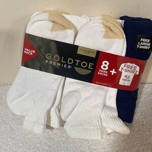 Gold Toe Premier 8 Pair Socks & Free T-Shirt (L)